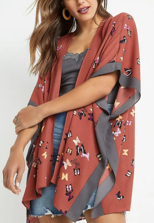 Red Butterfly Ruana Women Maurices Tops
