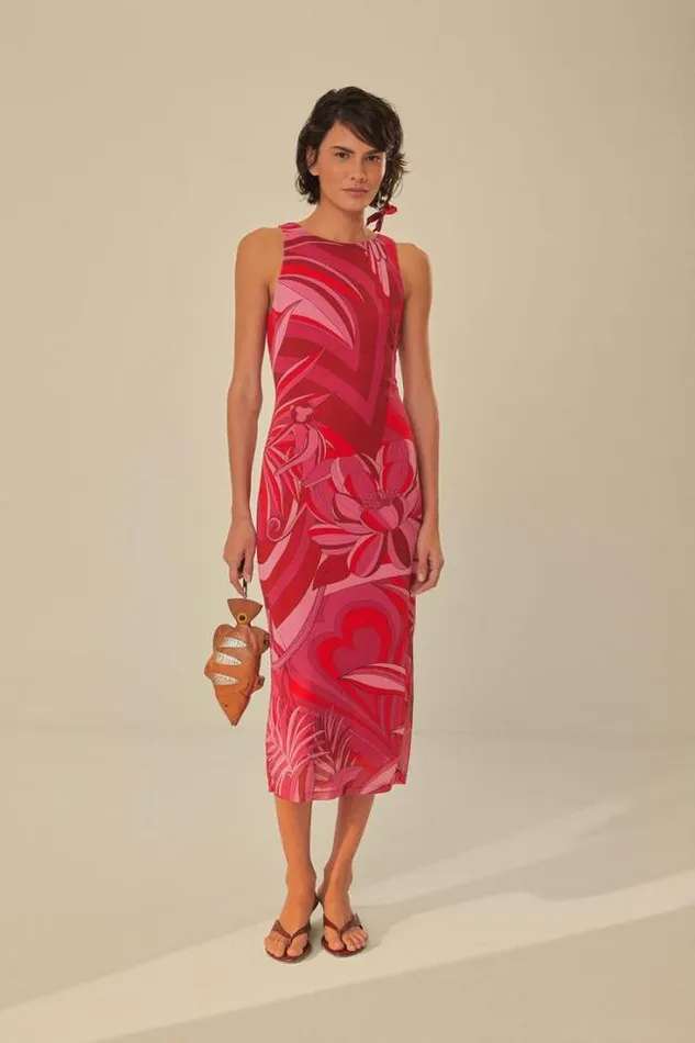 Red Endless Summer Tulle Midi Dress Women FARM Rio Midi Dresses