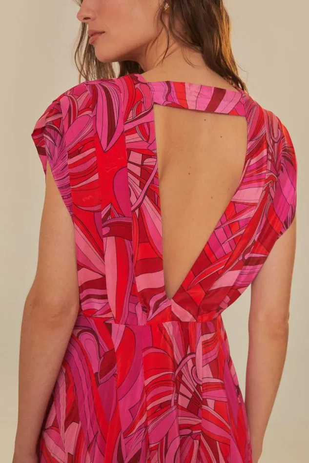 Red Endless Summer V Neck Midi Dress Women FARM Rio Midi Dresses