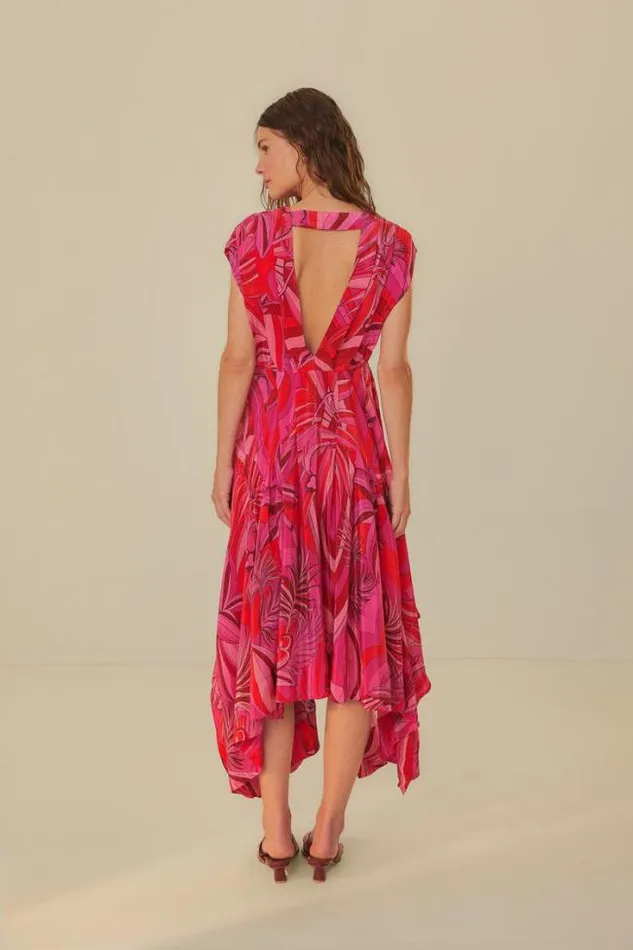 Red Endless Summer V Neck Midi Dress Women FARM Rio Midi Dresses
