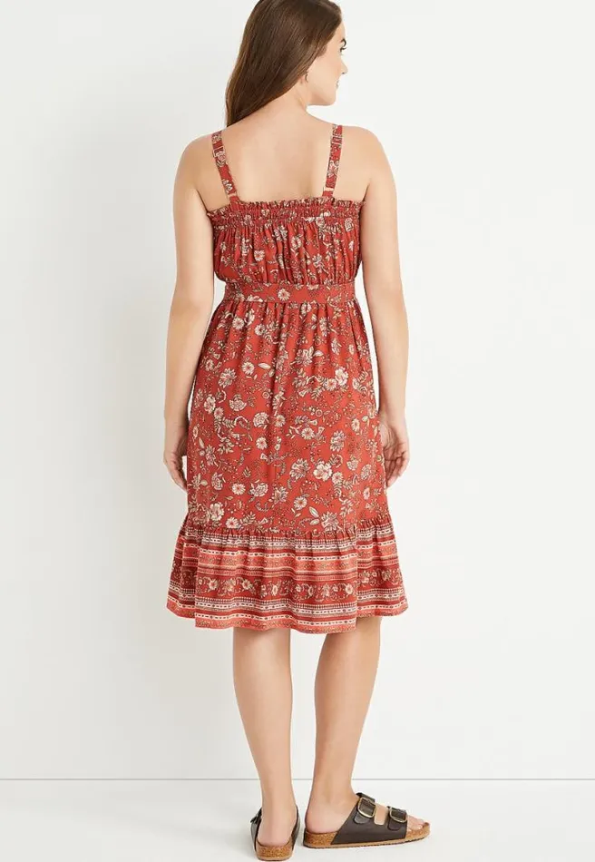 Red Floral Tie Waist Midi Dress Women Maurices Dresses and Jumpsuits