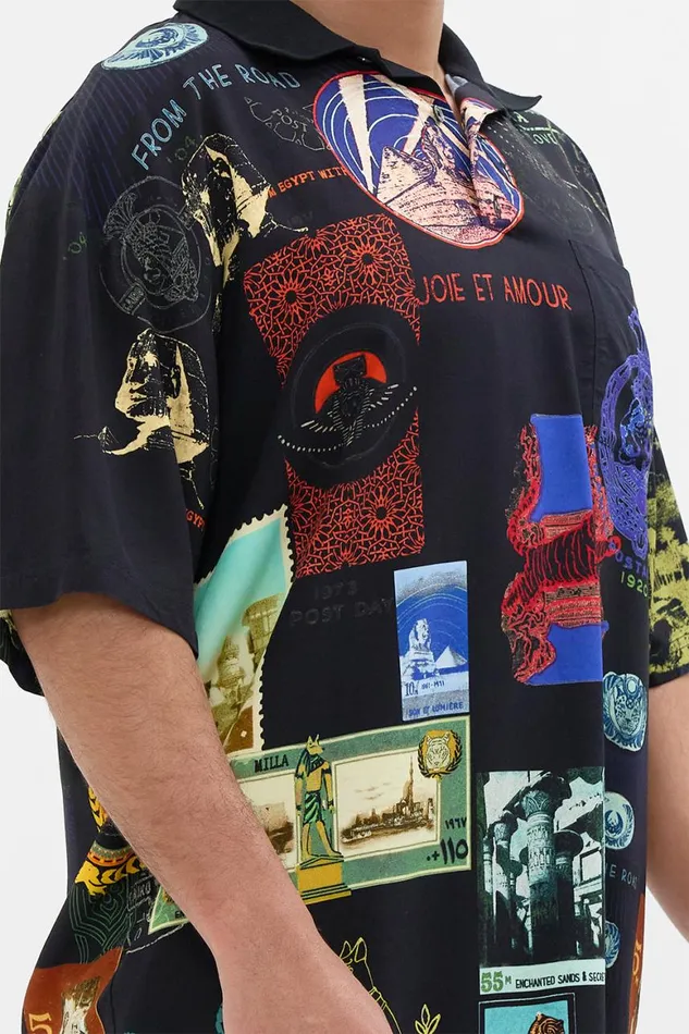 RELAXED FIT WOVEN POLO SHIRT LANDMARKS AND LOVE LETTERS Landmarks And Love Letters Mens Camilla Shirts