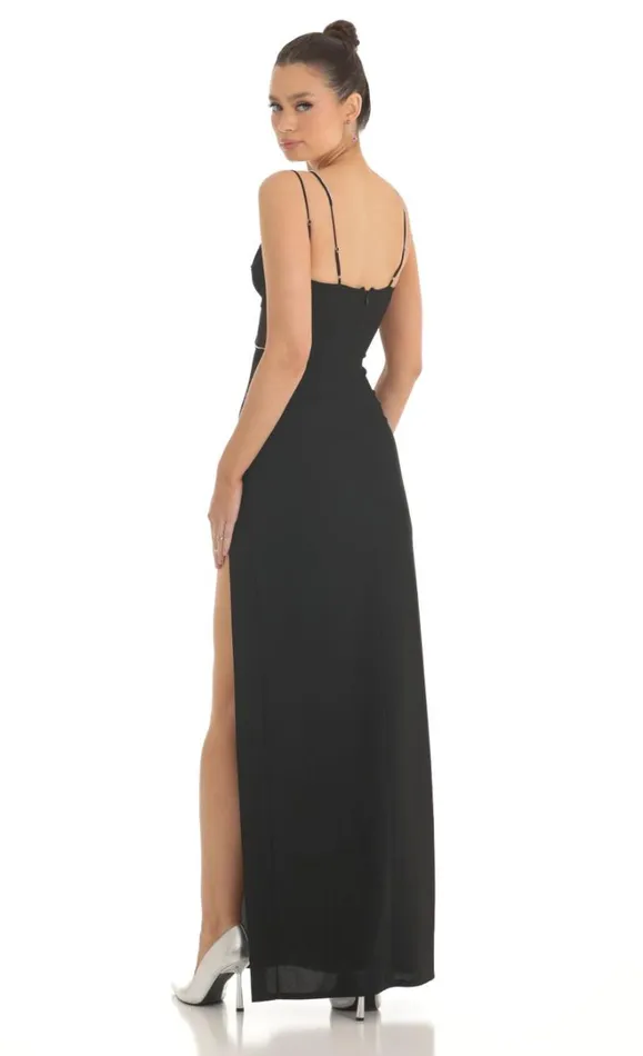 Rhinestone Crepe Cutout Maxi Dress Black Women LUCY IN THE SKY Maxi Dresses Rhinestone Crepe Cutout Maxi Dress Black Women LUCY IN THE SKY Maxi Dresses