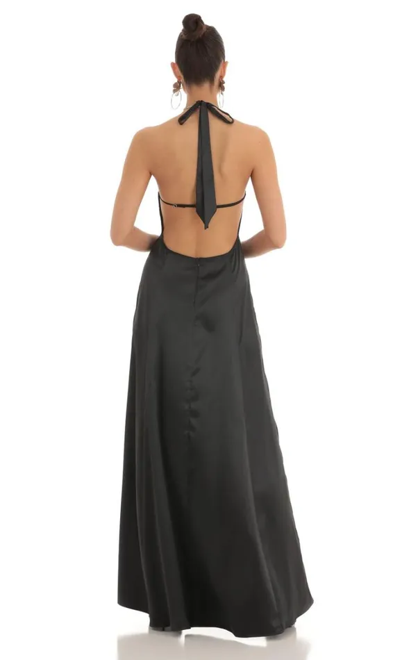 Rhinestone Halter Maxi Dress Black Women LUCY IN THE SKY Maxi Dresses Rhinestone Halter Maxi Dress Black Women LUCY IN THE SKY Maxi Dresses