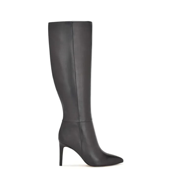 Richy Heeled Boots Black Leather Women Nine West Heels