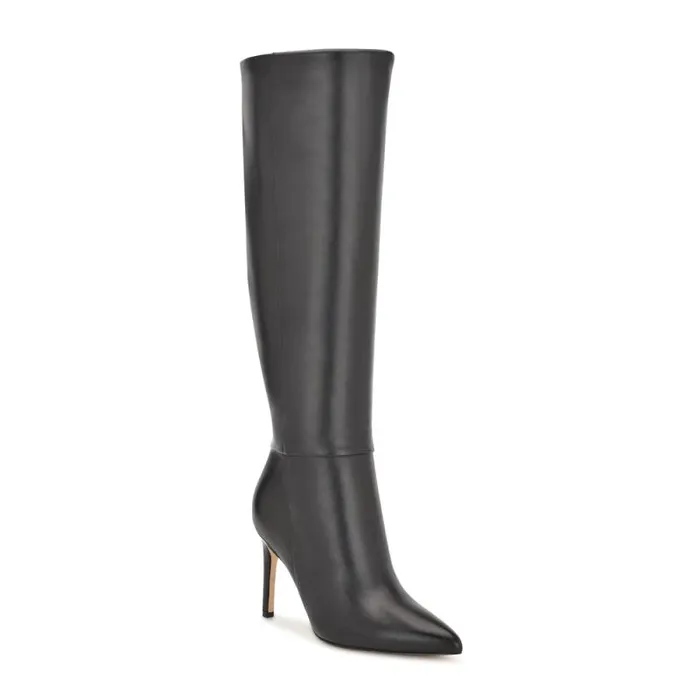 Richy Heeled Boots Black Leather Women Nine West Heels Richy Heeled Boots Black Leather Women Nine West Heels