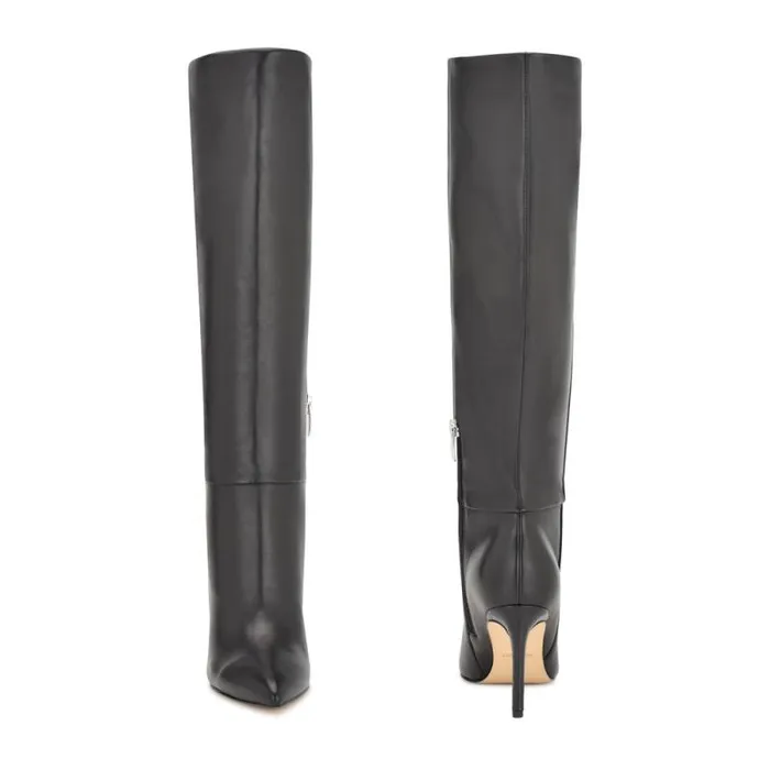 Richy Heeled Boots Black Leather Women Nine West Heels Richy Heeled Boots Black Leather Women Nine West Heels