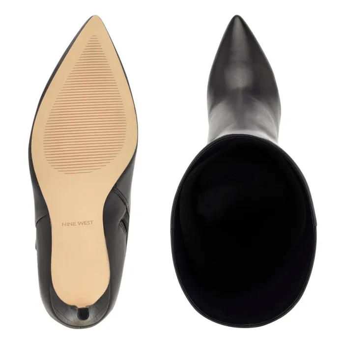Richy Heeled Boots Black Leather Women Nine West Heels Richy Heeled Boots Black Leather Women Nine West Heels
