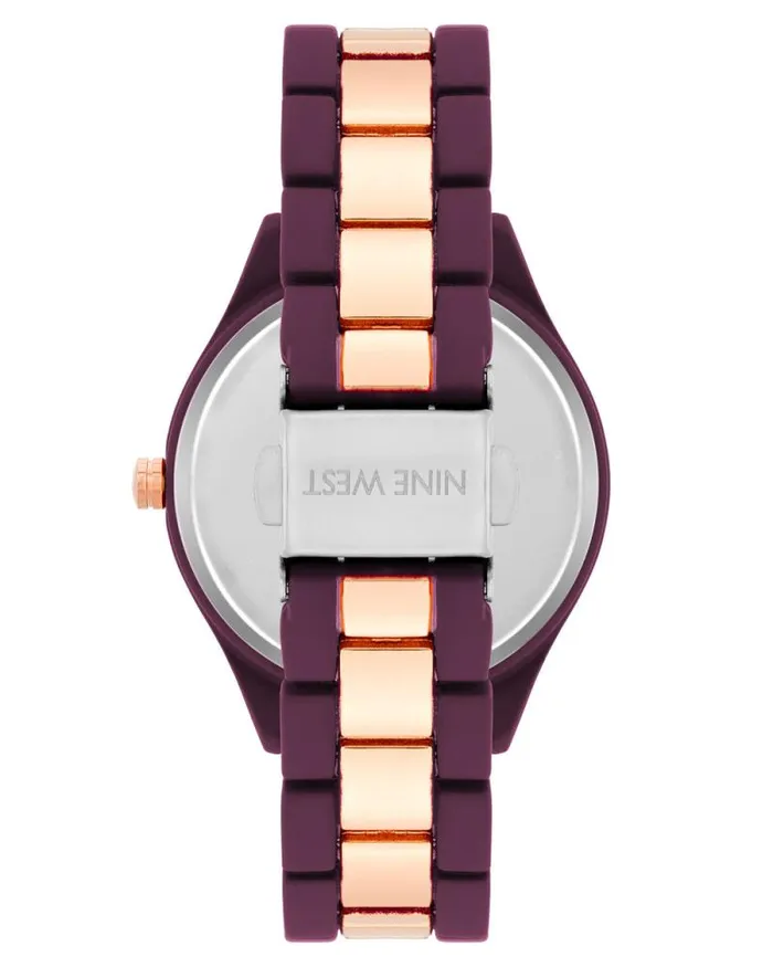 Rubberized Metal Bracelet Watch Burgundy Women Nine West Straps Rubberized Metal Bracelet Watch Burgundy Women Nine West Straps