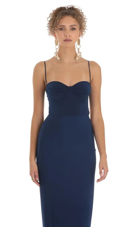 Ruched Maxi Dress Navy Women LUCY IN THE SKY Maxi Dresses Ruched Maxi Dress Navy Women LUCY IN THE SKY Maxi Dresses