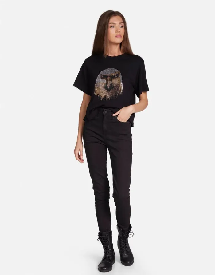 Rue Moshi Eagle Head Black Women Lauren Moshi Short Sleeve