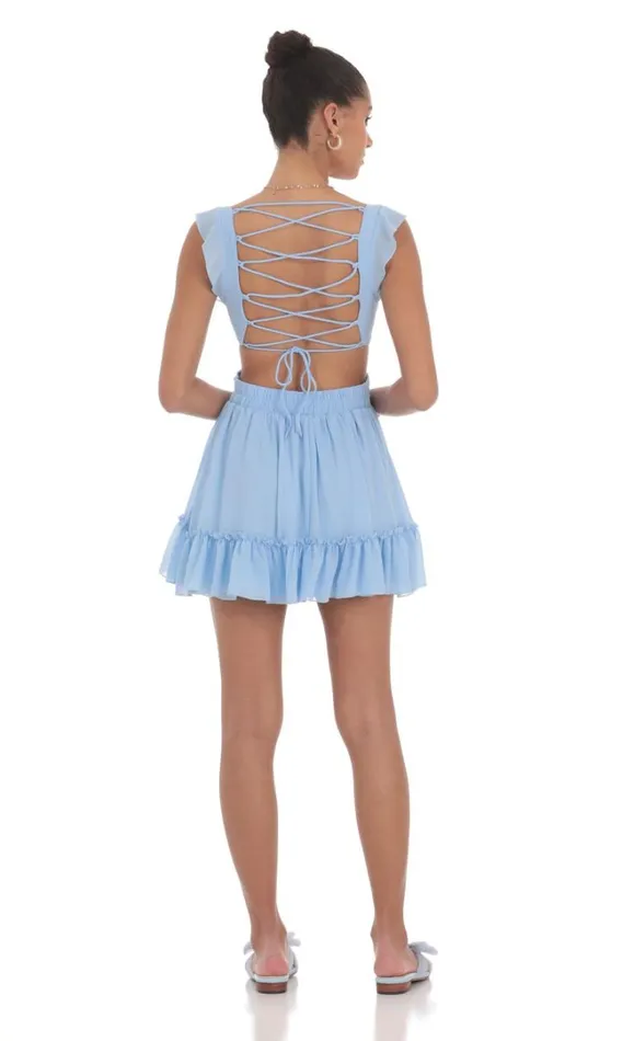 Ruffle Cutout Dress Blue Women LUCY IN THE SKY Mini Dresses Ruffle Cutout Dress Blue Women LUCY IN THE SKY Mini Dresses