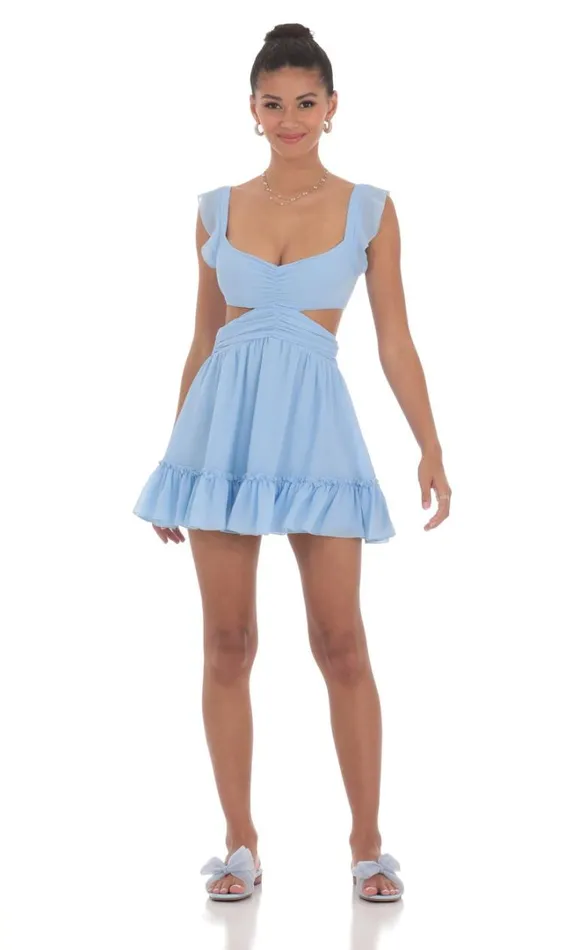 Ruffle Cutout Dress Blue Women LUCY IN THE SKY Mini Dresses Ruffle Cutout Dress Blue Women LUCY IN THE SKY Mini Dresses
