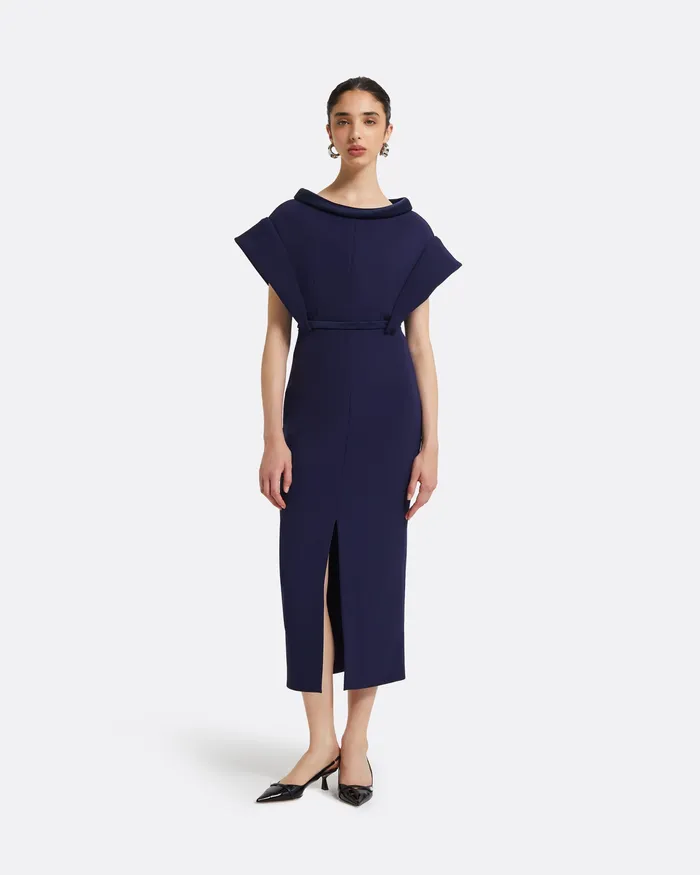 Safiyaa Dresses Women Meral Azurite Blue Midi Dress Azurite Blue