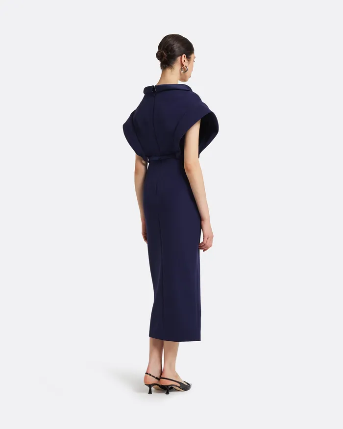 Safiyaa Dresses Women Meral Azurite Blue Midi Dress Azurite Blue