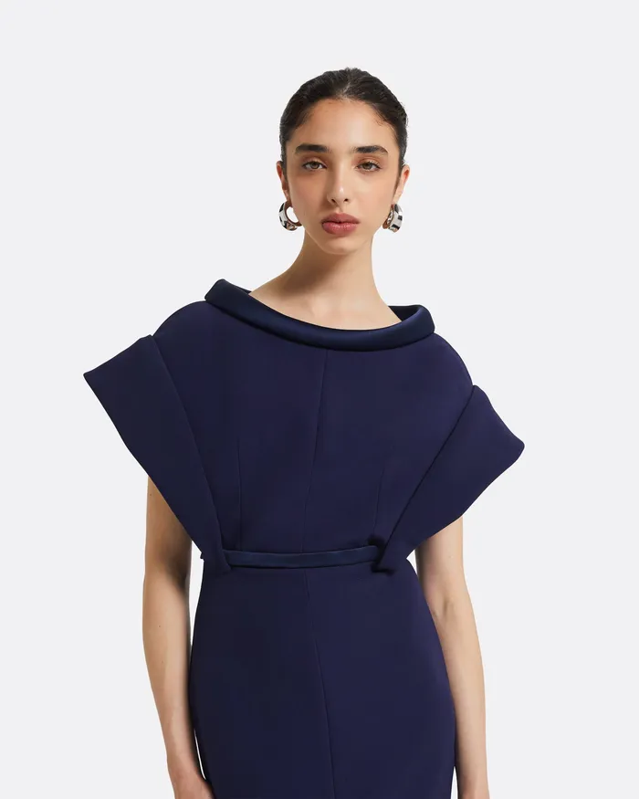 Safiyaa Dresses Women Meral Azurite Blue Midi Dress Azurite Blue
