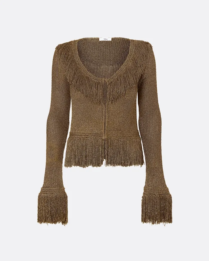 Safiyaa Scarlett Gold Knit Jacket Gold Women Knitwear