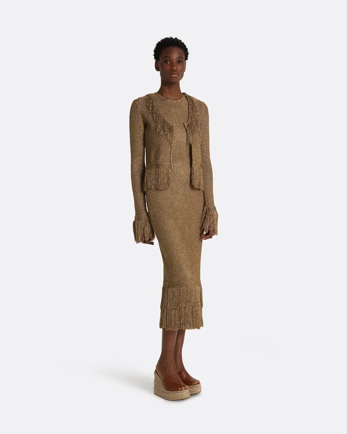 Safiyaa Scarlett Gold Knit Jacket Gold Women Knitwear