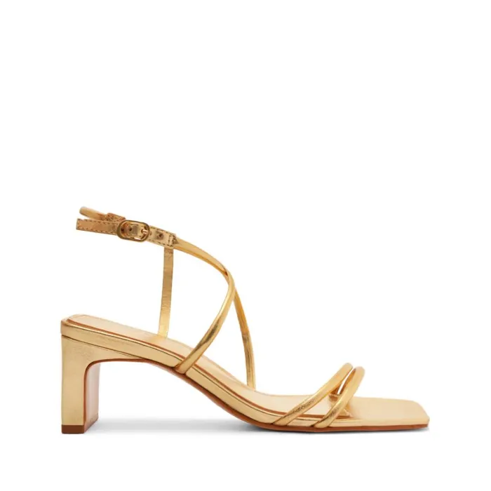 Sandals Aimee Block Leather Sandal Gold Schutz Shoes Block Heels