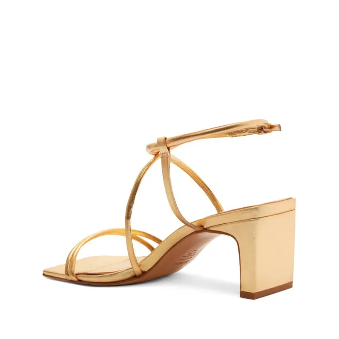 Sandals Aimee Block Leather Sandal Gold Schutz Shoes Block Heels