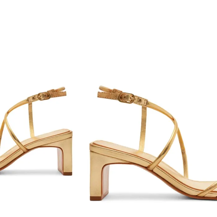 Sandals Aimee Block Leather Sandal Gold Schutz Shoes Block Heels