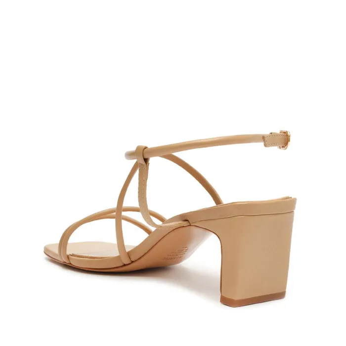 Sandals Aimee Block Leather Sandal Light Beige Schutz Shoes Block Heels