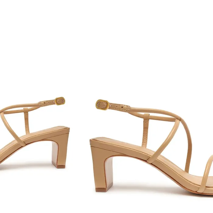 Sandals Aimee Block Leather Sandal Light Beige Schutz Shoes Block Heels