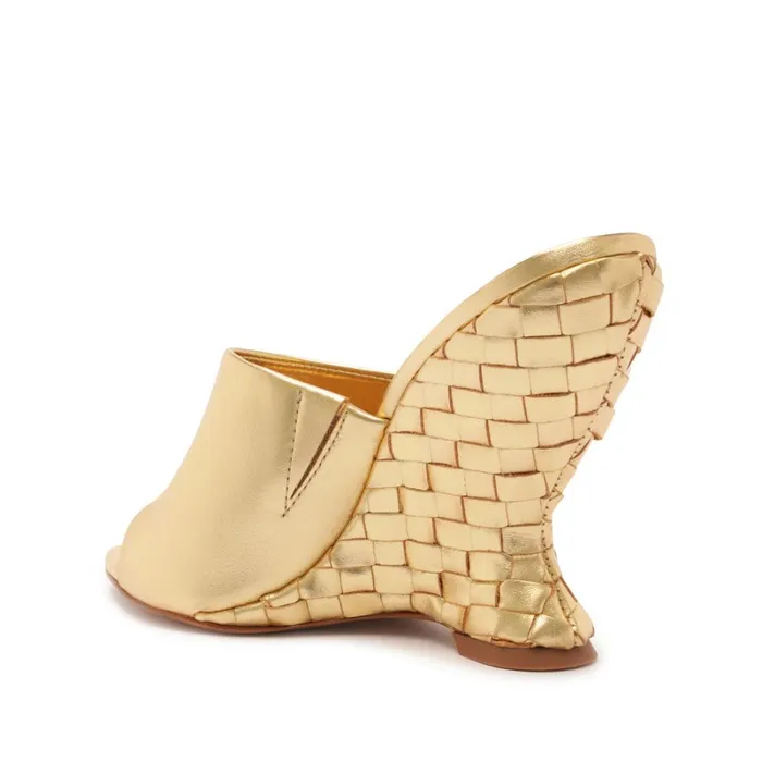 Sandals Aprill Woven Leather Sandal Gold Schutz Shoes Mule