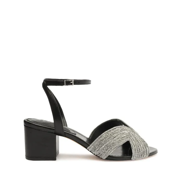 Sandals Hattie Mid Block Leather Sandal Black Schutz Shoes Block Heels