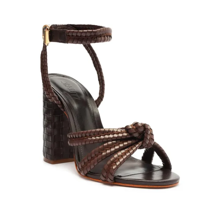 Sandals Kareena Woven Dark Chocolate Schutz Shoes Block Heels