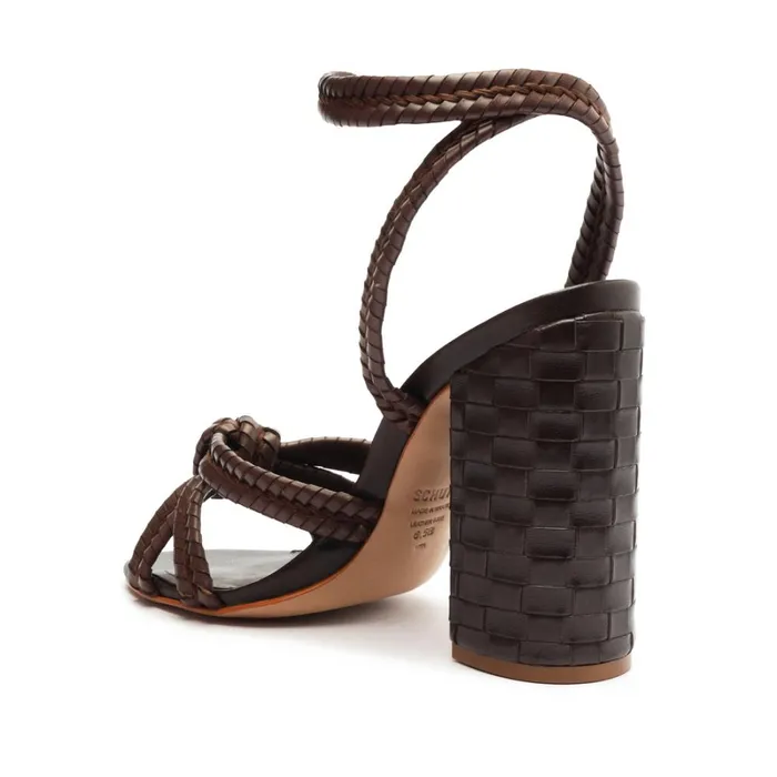 Sandals Kareena Woven Dark Chocolate Schutz Shoes Block Heels