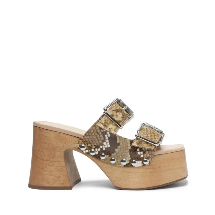 Sandals Kayleigh SnakeEmbossed Leather Sandal True Beige Schutz Shoes Platforms
