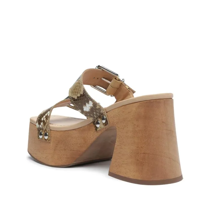 Sandals Kayleigh SnakeEmbossed Leather Sandal True Beige Schutz Shoes Platforms