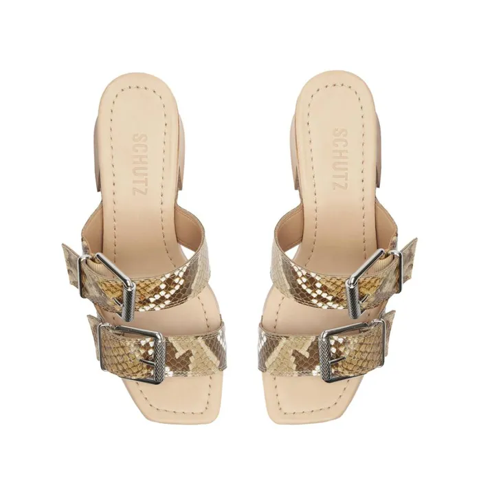 Sandals Kayleigh SnakeEmbossed Leather Sandal True Beige Schutz Shoes Platforms