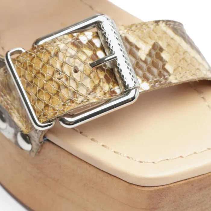 Sandals Kayleigh SnakeEmbossed Leather Sandal True Beige Schutz Shoes Platforms