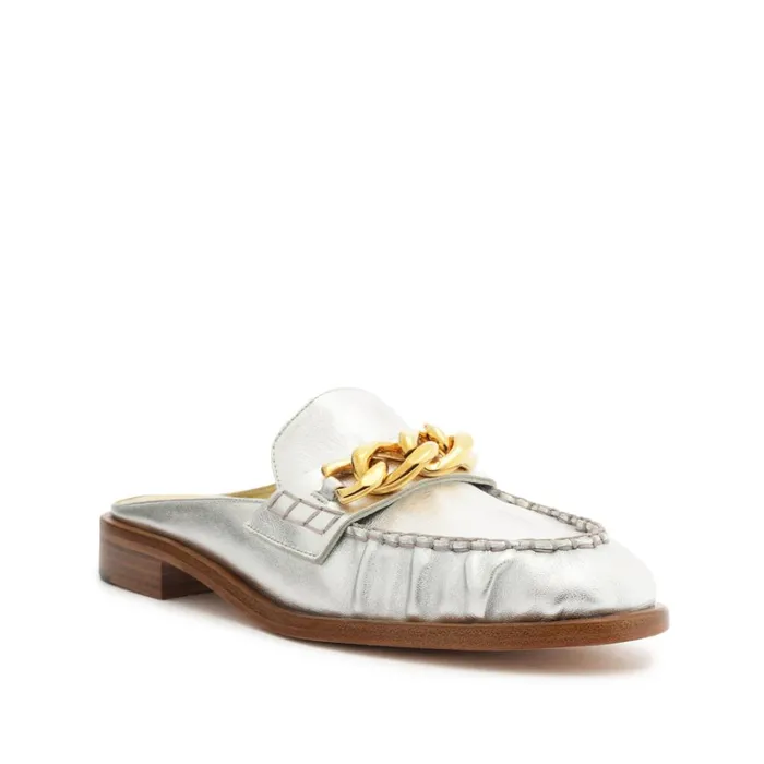 Sandals Luca Chain Leather Flat Silver Schutz Shoes Mule