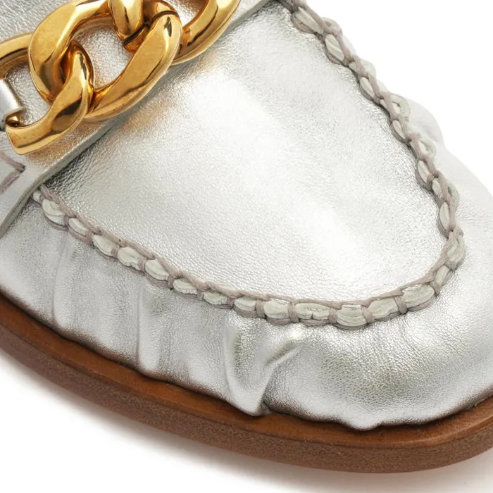 Sandals Luca Chain Leather Flat Silver Schutz Shoes Mule