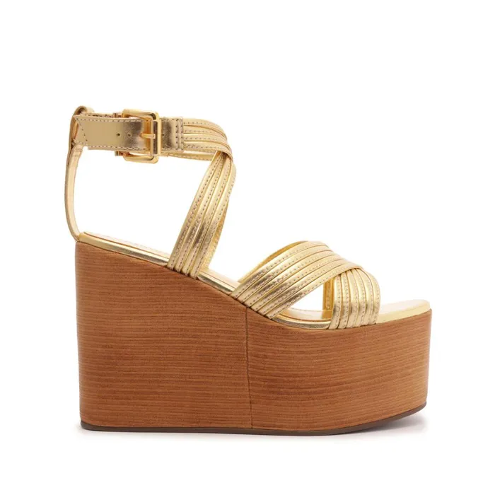 Sandals Marcela Metallic Leather Sandal Gold Schutz Shoes Platforms
