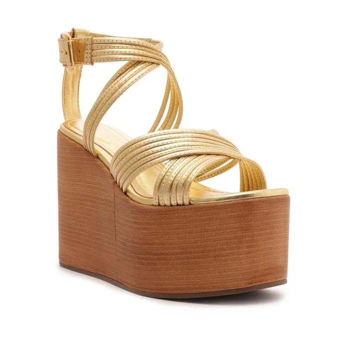 Sandals Marcela Metallic Leather Sandal Gold Schutz Shoes Platforms Sandals Marcela Metallic Leather Sandal Gold Schutz Shoes Platforms