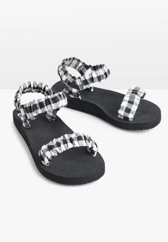 Sandals Women Hush Kuta Sandals Black White Gingham