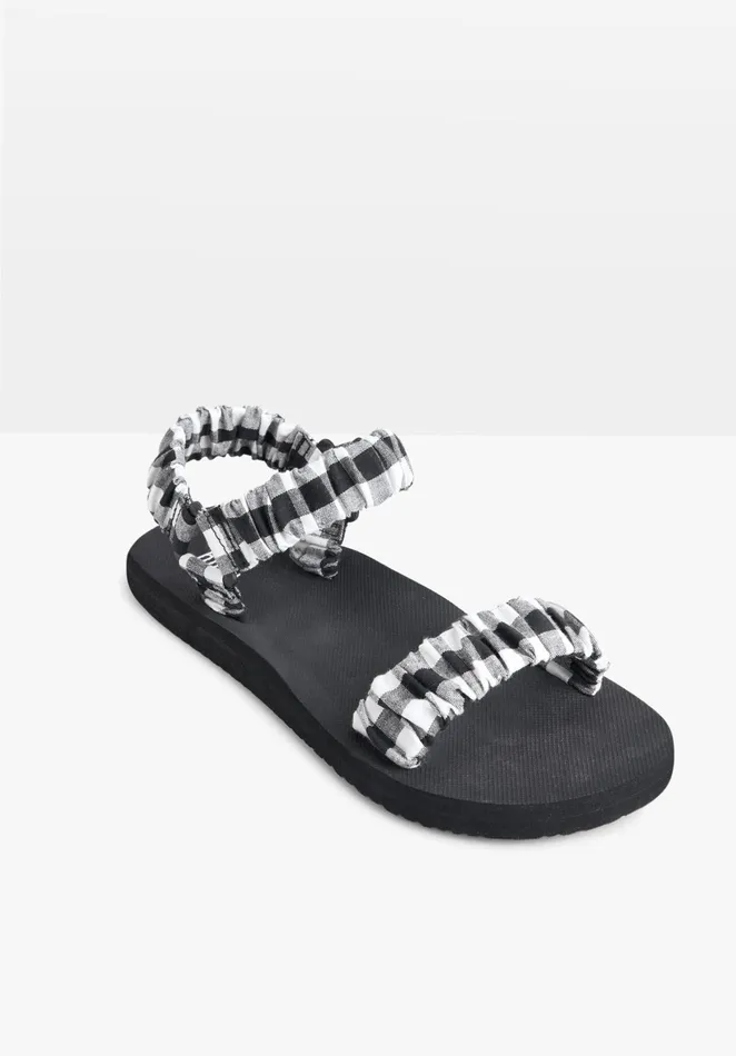 Sandals Women Hush Kuta Sandals Black White Gingham