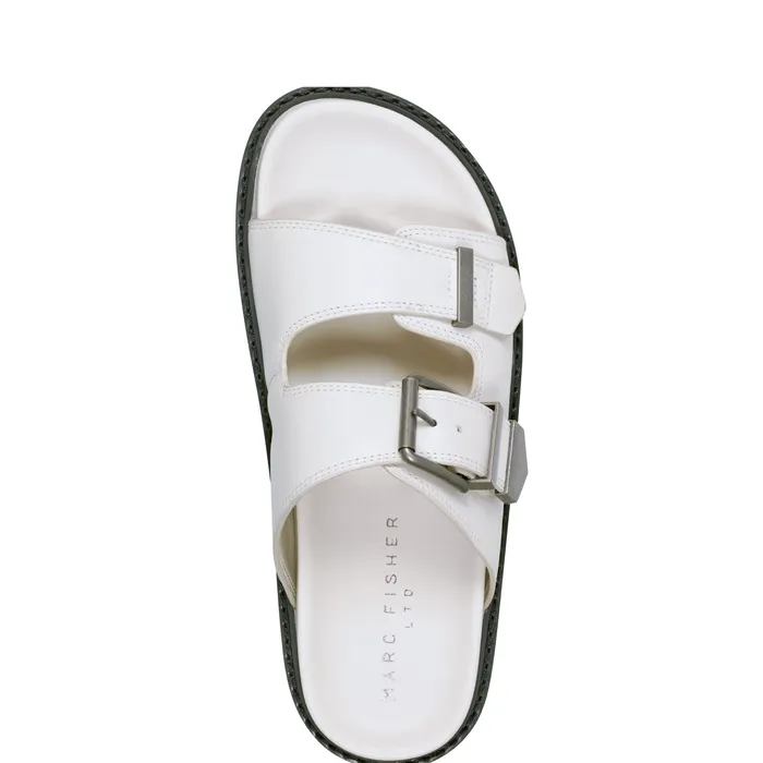 Sandals Women Marc Fisher Amirra Buckle Slide Sandal Chic Cream Leather