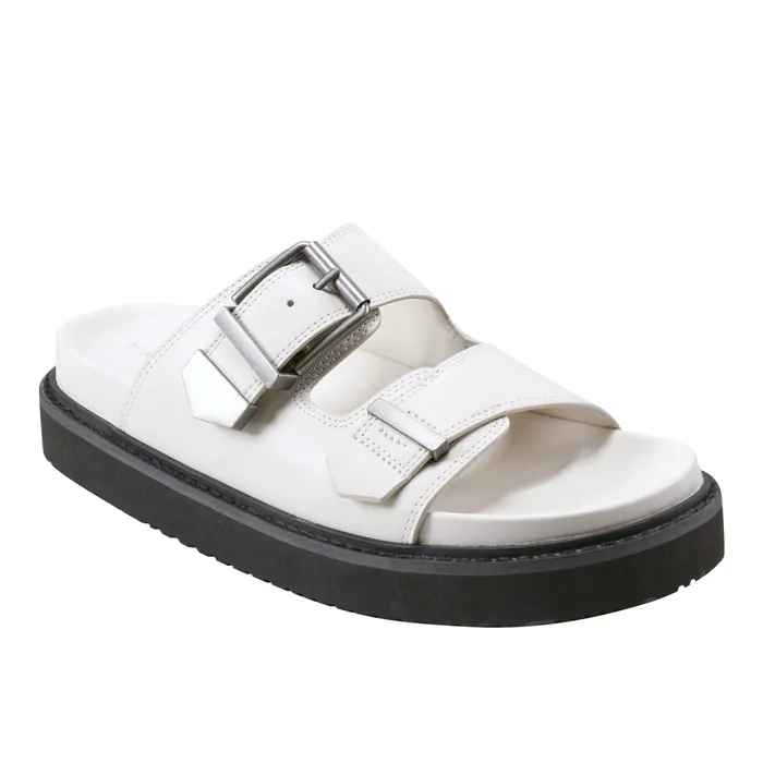Sandals Women Marc Fisher Amirra Buckle Slide Sandal Chic Cream Leather