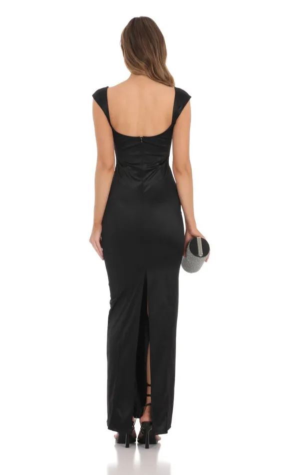 Satin Bodycon Maxi Dress Black Women LUCY IN THE SKY Maxi Dresses Satin Bodycon Maxi Dress Black Women LUCY IN THE SKY Maxi Dresses