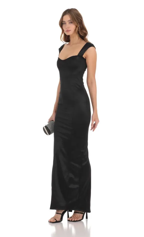 Satin Bodycon Maxi Dress Black Women LUCY IN THE SKY Maxi Dresses Satin Bodycon Maxi Dress Black Women LUCY IN THE SKY Maxi Dresses