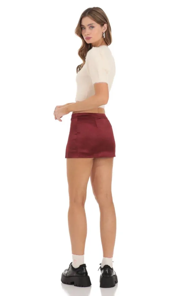 Satin Low Rise Skort Red Women LUCY IN THE SKY Shorts