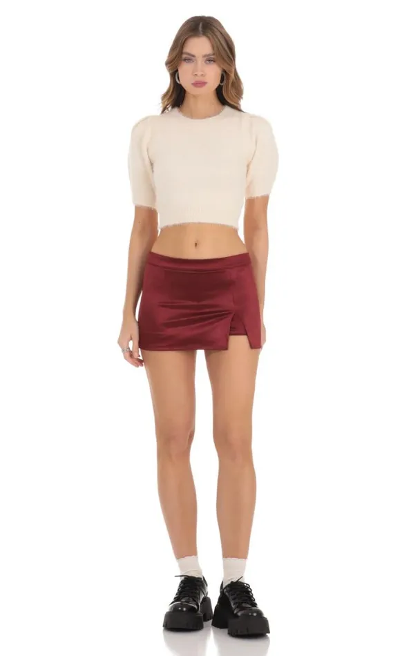 Satin Low Rise Skort Red Women LUCY IN THE SKY Shorts