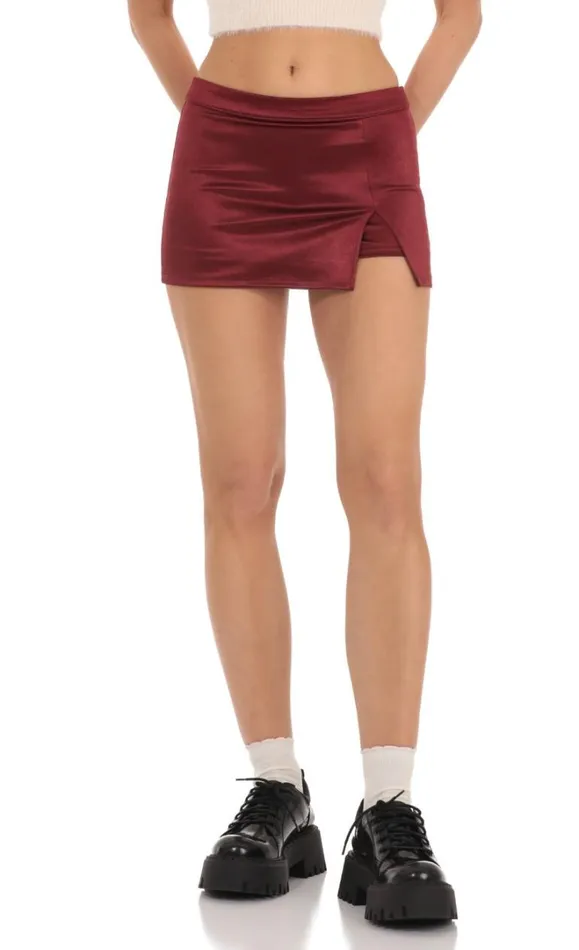 Satin Low Rise Skort Red Women LUCY IN THE SKY Shorts