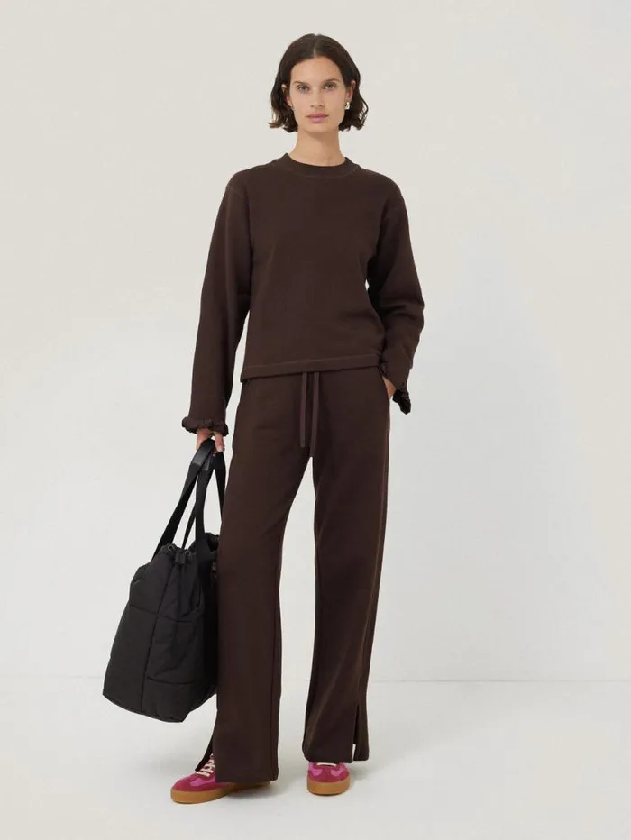 Satin Waistband Jersey Joggers Chocolate Women Jigsaw Coords