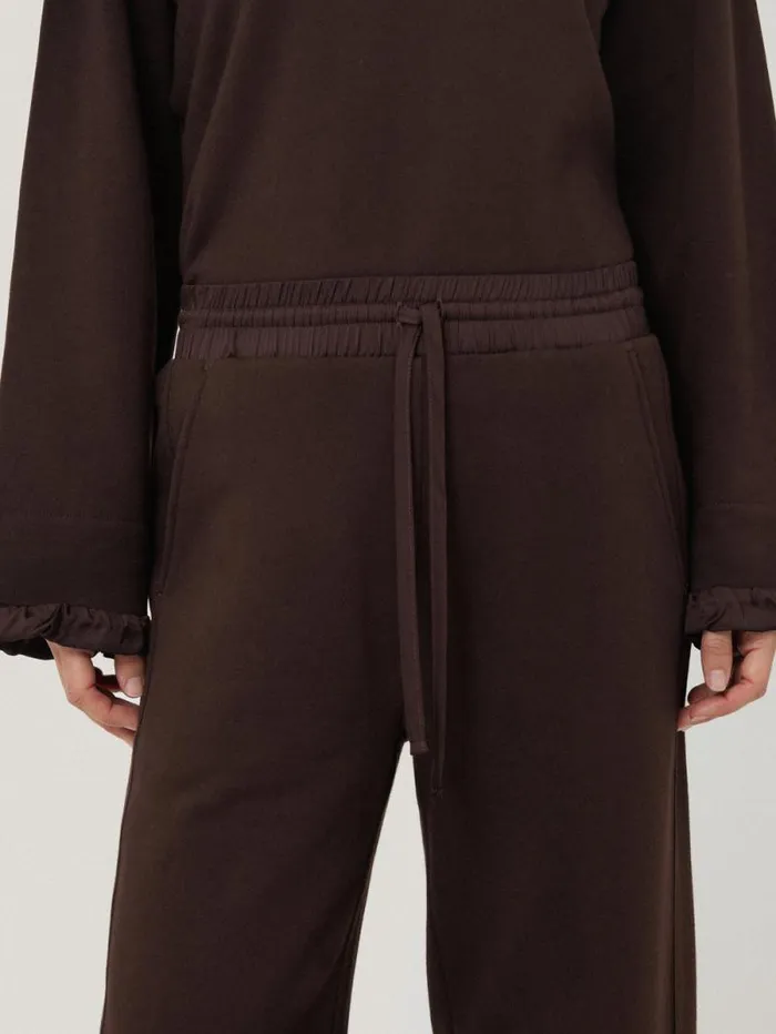 Satin Waistband Jersey Joggers Chocolate Women Jigsaw Coords